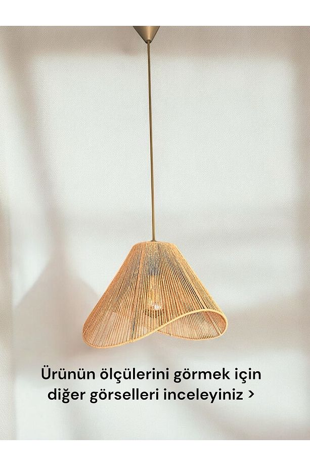 HASIR EL YAPIMI BOHEM ASİMETRİK ŞEKİLLİ RUSTİK AVİZE - 3