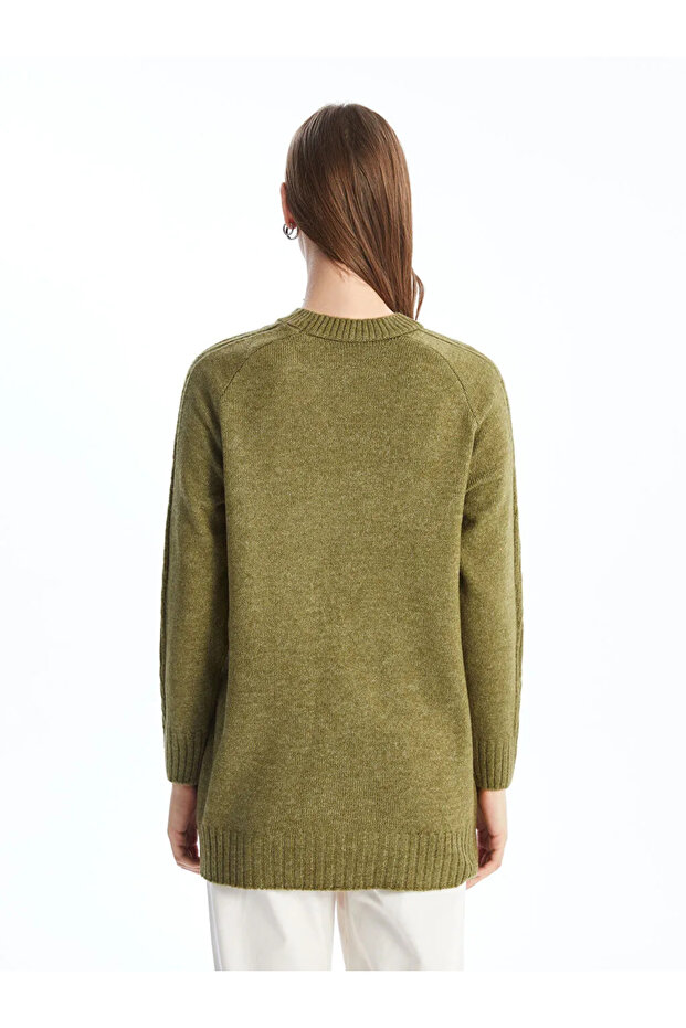 LCW Modest Yeşil Bisiklet Yaka Kadın Triko Tunik - 4