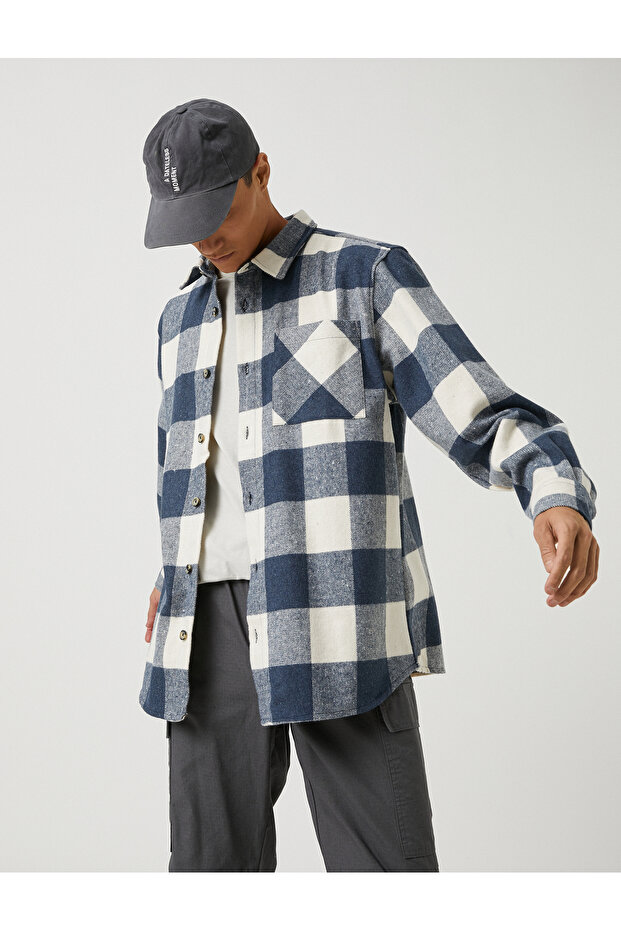 Plaid Lumberjack Shirt with Pocket Detail Classic Collar Long Sleeve