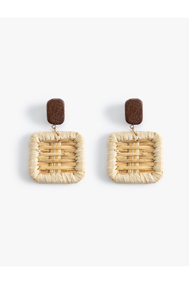 Geometric Patterned Straw Earrings