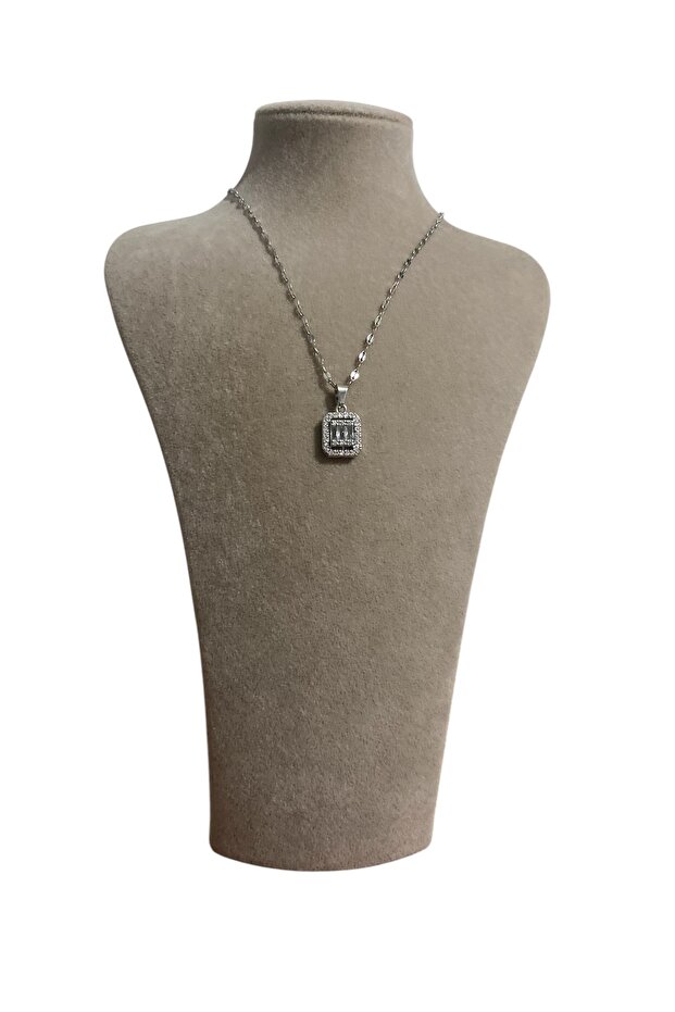 Baget Çelik Gümüş Renk Kolye - 2