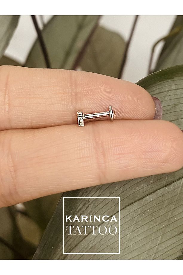 Şimşek Taşlı Piercing Flat Conch Forward Helix Kıkırdak Tragus Piercing - 6