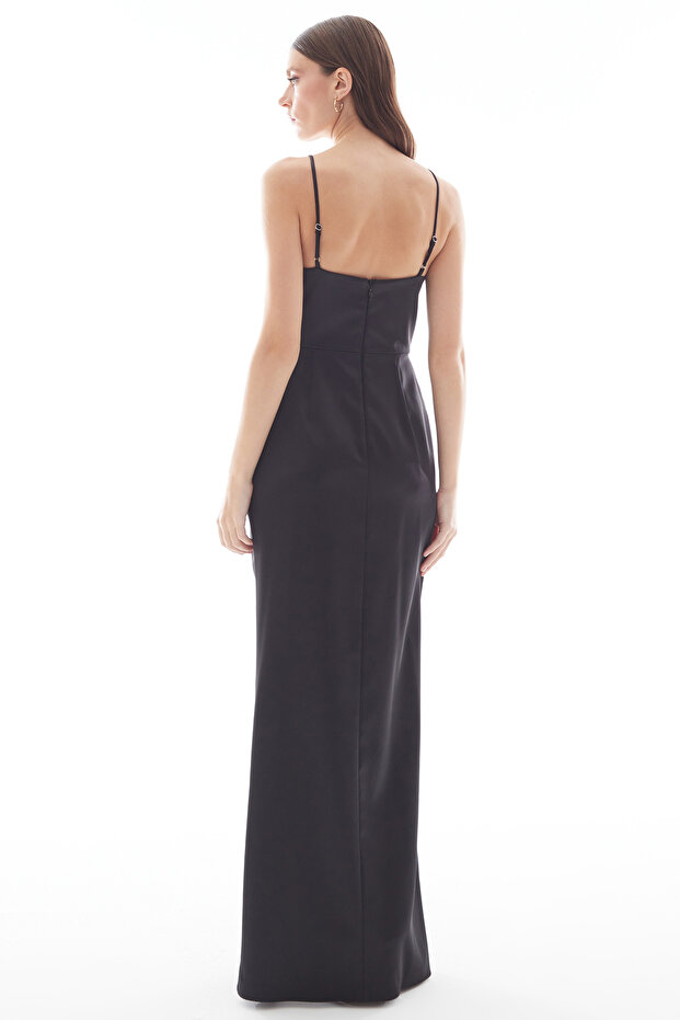 Night Zoom Drapeli Uzun Elbise - 6