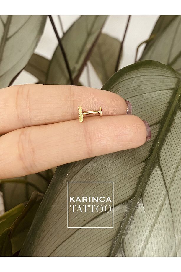 Şimşek Taşlı Piercing Flat Conch Forward Helix Kıkırdak Tragus Piercing - 5