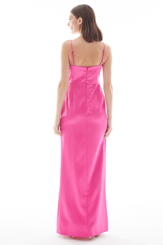 Night Zoom Drapeli Uzun Elbise - 5