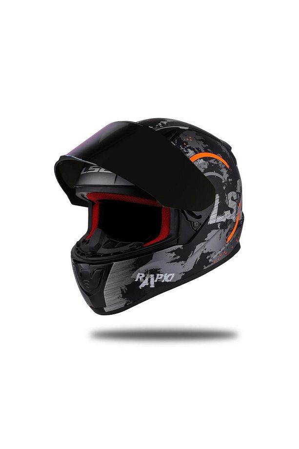 Rapid Circle Mat Titanyum Turuncu Kask Siyah Vizörlü - 4