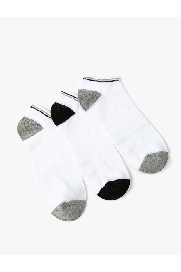 Set of 3 Booties Socks with Multicolored Stripe Detail