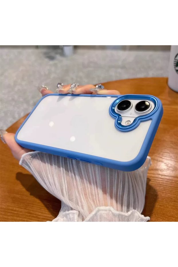 iPhone 16 Plus (2024) Blue Titanium Non-Yellowing Mica Shockproof Phone Case with Camera Frame
