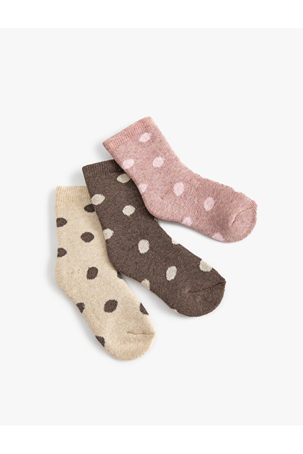 Set of 3 Polka Dot Towel Socks Patterned
