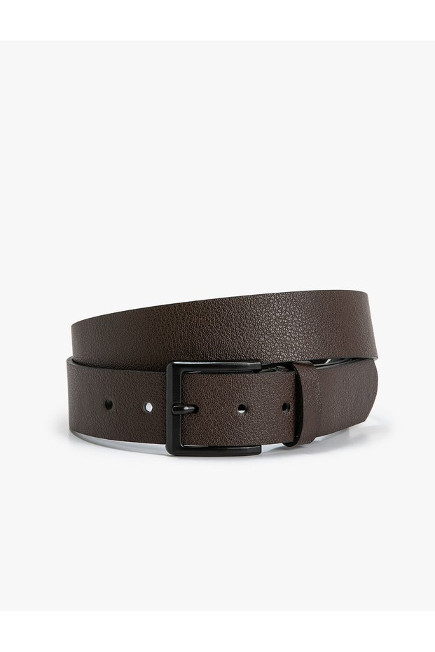 Leather Look Belt with Metal Buckle