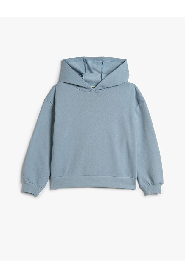 Basic Hooded Sweatshirt Long Sleeve Cotton Blend