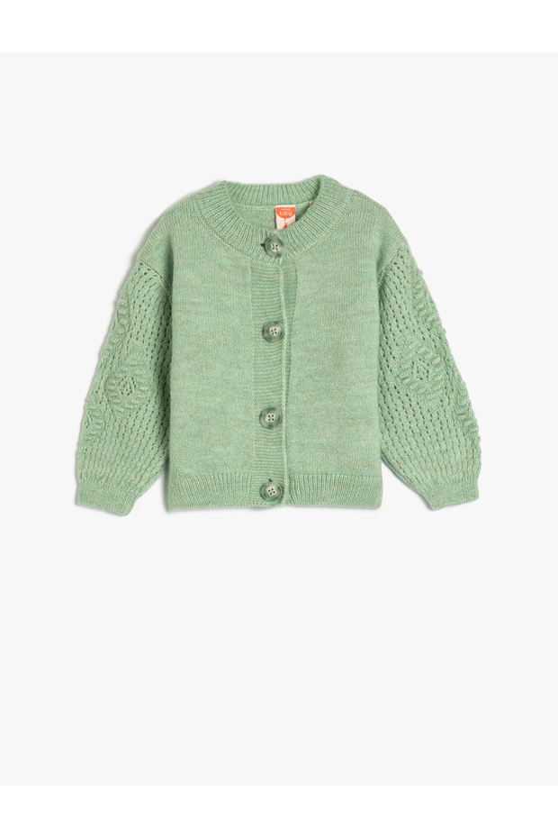 Cardigan Knitted Oversize Long Sleeve Buttoned Round Collar