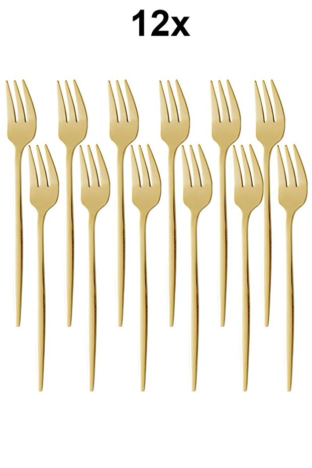 410 Steel 12 Pieces Gold Color Dessert and Fruit Forks Cin611Sr-12