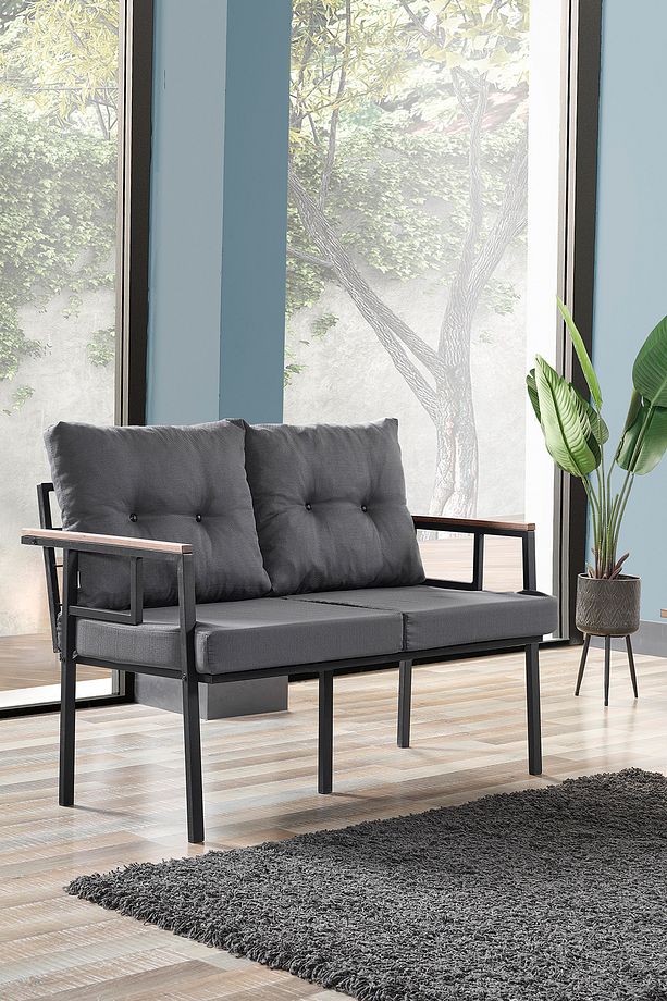 Saye Metal Bahçe Balkon Oturma Takımı 2+1+1+Orta Sehpa Antrasit - 2