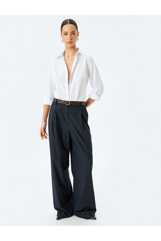 Regular Fit Uzun Kollu Klasik Yaka Poplin Gömlek - 2