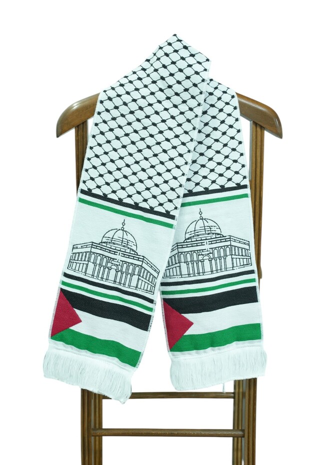 Palestinian Flag with Tassels and Holy Printed Gaza Shawl 20*120 cm S300004
