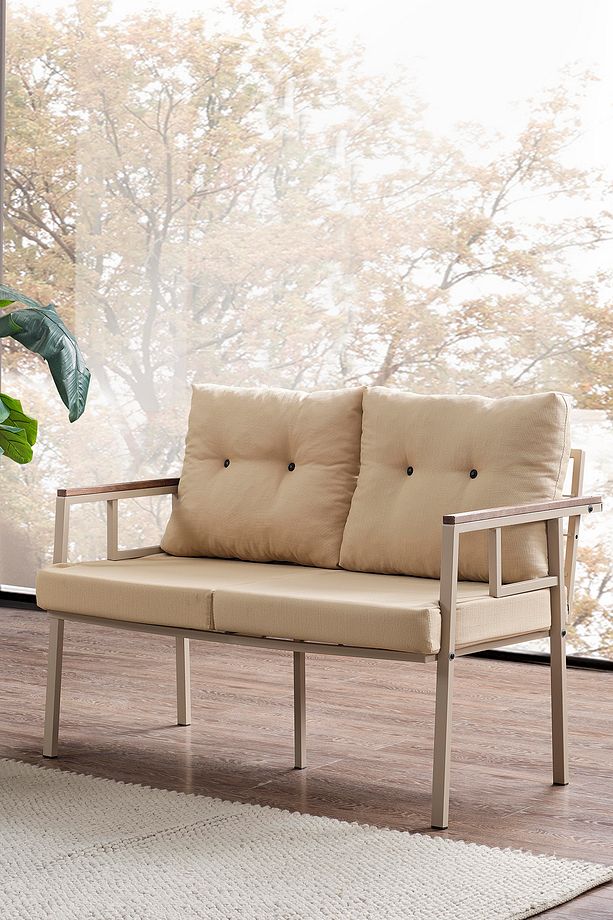 Saye Metal Bahçe Balkon Oturma Takımı 2+1+1+Orta Sehpa Cappuccino - 2