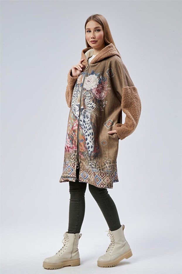 Leopard Panel Patterned Coat - 3