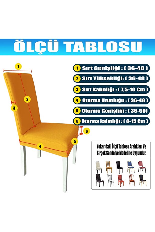 4 Adet Petek Kumaş Salon Tipi Sandalye Kılıfı & Sandalye Örtüsü Seti - 7