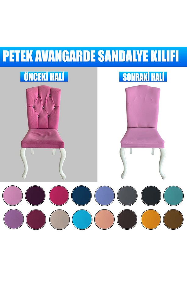 4 Adet Petek Kumaş Avangarde Tipi Sandalye Kılıfı & Sandalye Örtüsü Seti - 5