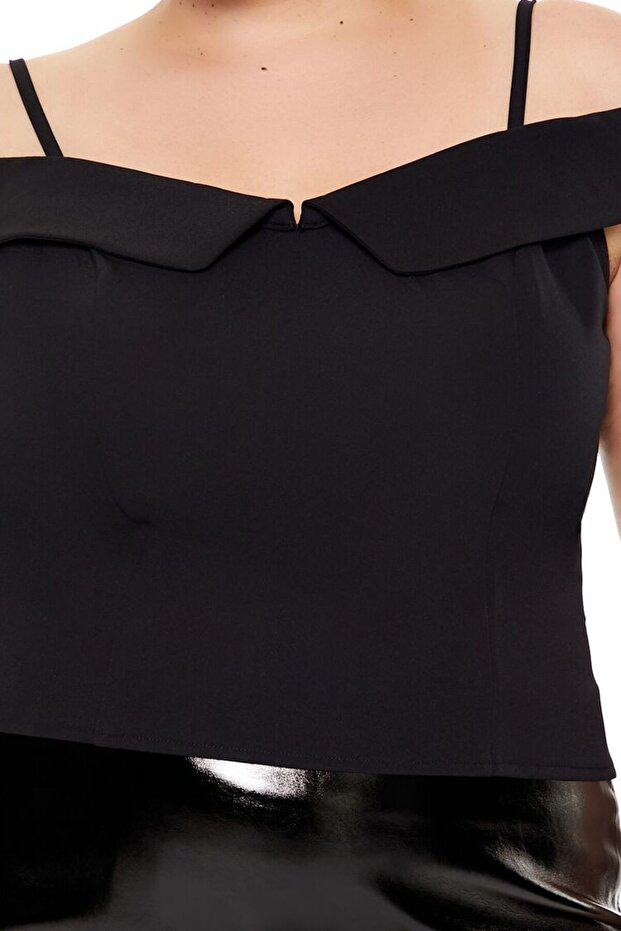 Plus Size Açık Omuzlu Bluz - 3