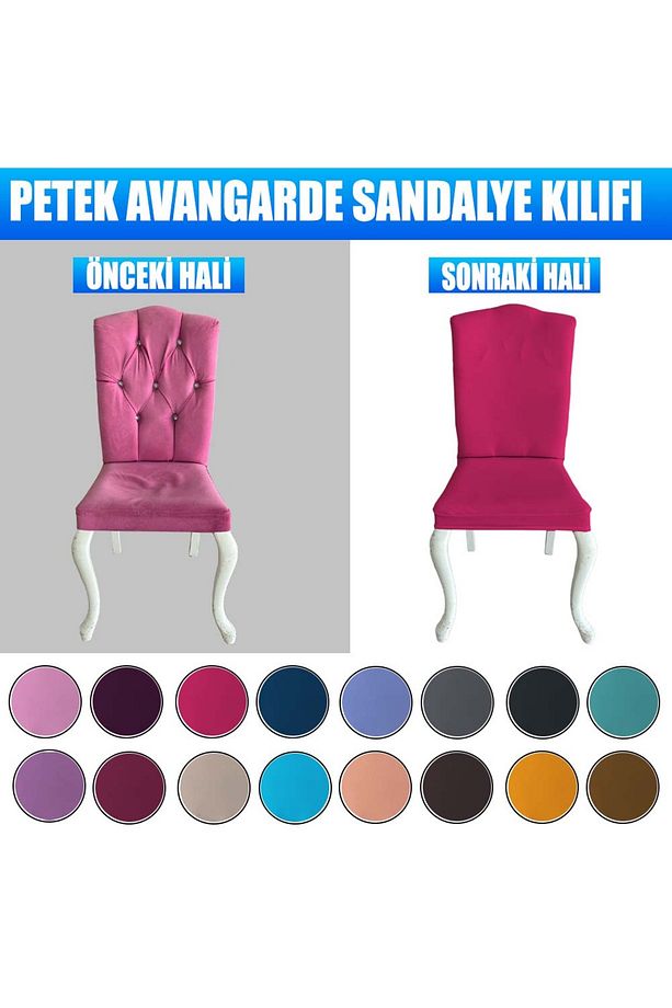 4 Adet Petek Kumaş Avangarde Tipi Sandalye Kılıfı & Sandalye Örtüsü Seti - 6
