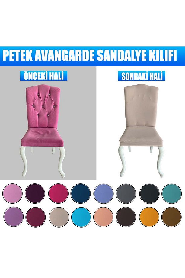 4 Adet Petek Kumaş Avangarde Tipi Sandalye Kılıfı & Sandalye Örtüsü Seti - 5