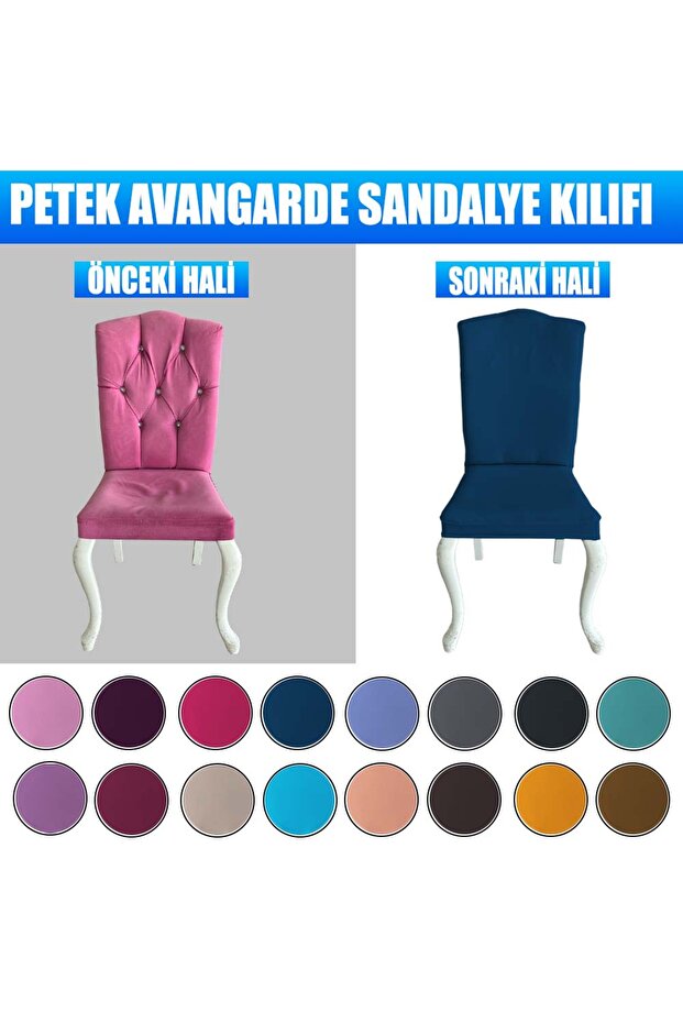 4 Adet Petek Kumaş Avangarde Tipi Sandalye Kılıfı & Sandalye Örtüsü Seti - 5