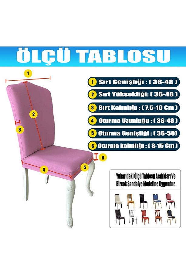 4 Adet Petek Kumaş Avangarde Tipi Sandalye Kılıfı & Sandalye Örtüsü Seti - 6