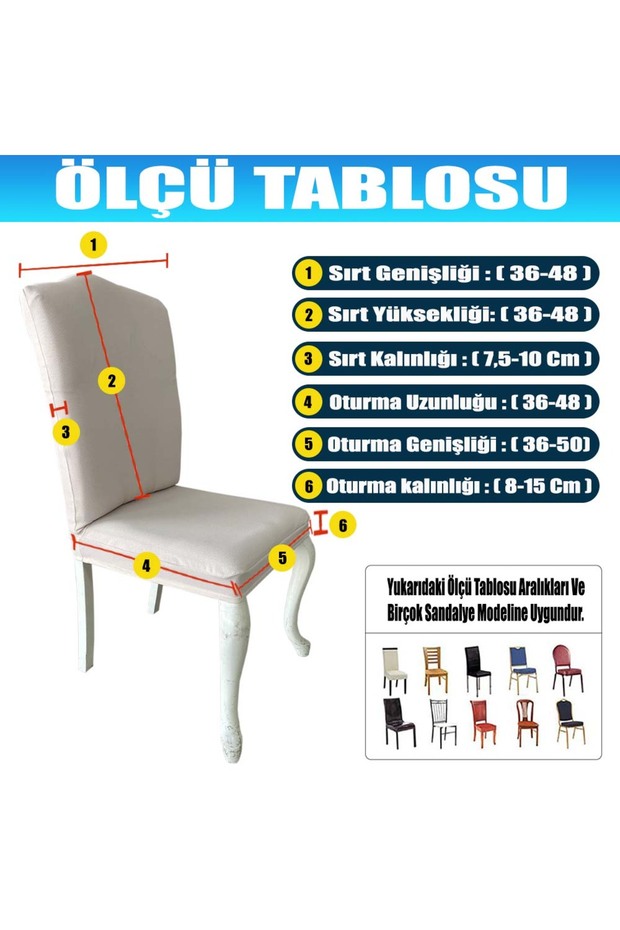 6 Adet Petek Kumaş Avangarde Tipi Sandalye Kılıfı & Sandalye Örtüsü Seti - 6