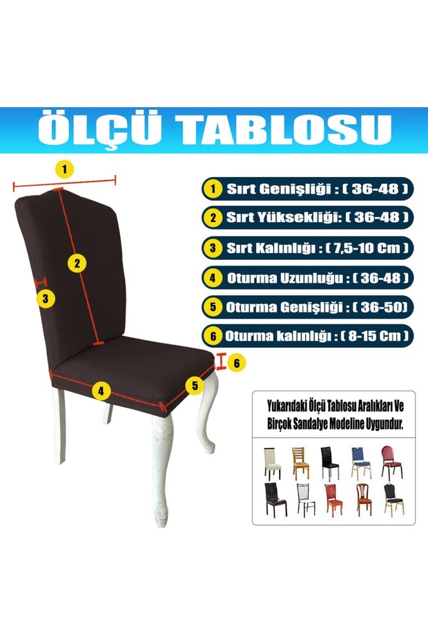 6 Adet Petek Kumaş Avangarde Tipi Sandalye Kılıfı & Sandalye Örtüsü Seti - 4