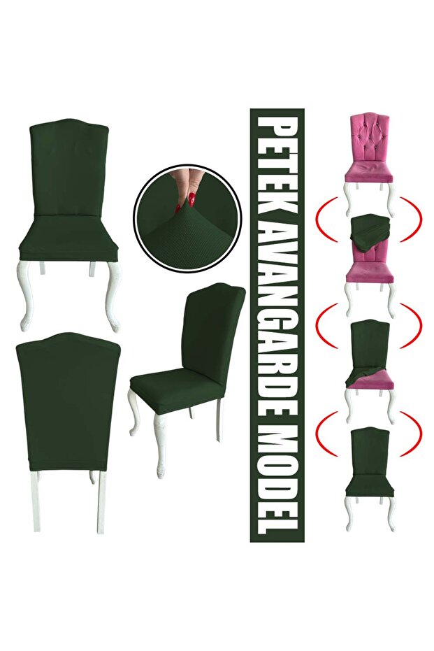 6 Adet Petek Kumaş Avangarde Tipi Sandalye Kılıfı & Sandalye Örtüsü Seti - 3