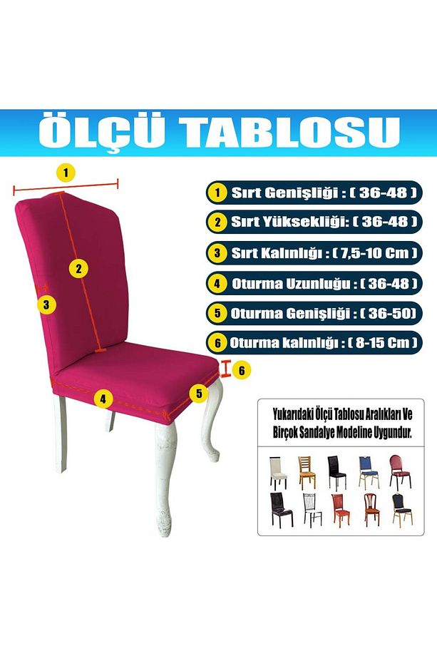 4 Adet Petek Kumaş Avangarde Tipi Sandalye Kılıfı & Sandalye Örtüsü Seti - 7