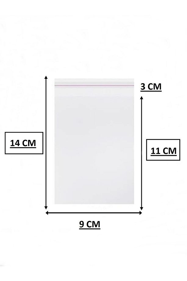 Bantlı Şeffaf Jelatin Poşet 9 x 14 cm Yapışkanlı Poşet 100 Adet - 3