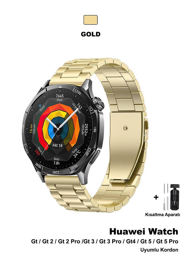 Huawei Watch Gt5 Gt4 Gt3 Gt2 Gt2e - Gt5 Pro Gt3 Pro Gt2 Pro (46MM) Metal Çelik Bakla Kordon Kayış - 1
