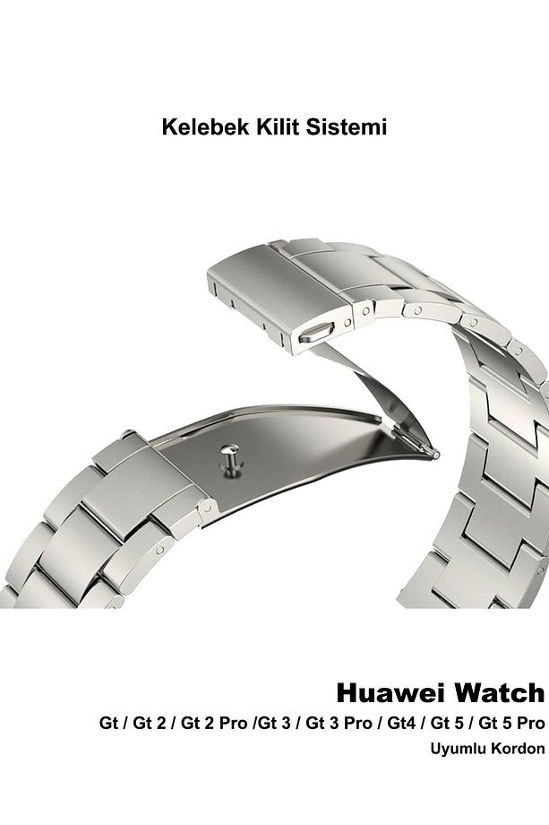 Huawei Watch Gt5 Gt4 Gt3 Gt2 Gt2e - Gt5 Pro Gt3 Pro Gt2 Pro (46MM) Metal Çelik Bakla Kordon Kayış - 4