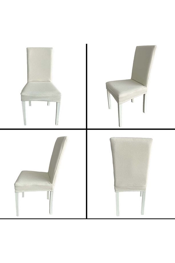 6 Adet Fransız Pamuklu Kumaş Salon Tipi Sandalye Kılıfı & Sandalye Örtüsü Seti - 4