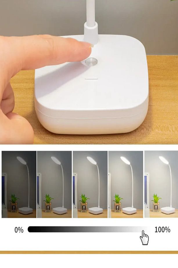 Kablosuz Şarjlı Dokunmatik Üç Renk LED Masa Lambası Ders Çalışma Okuma Işığı Dimmer Ayarlı WB-01 - 2