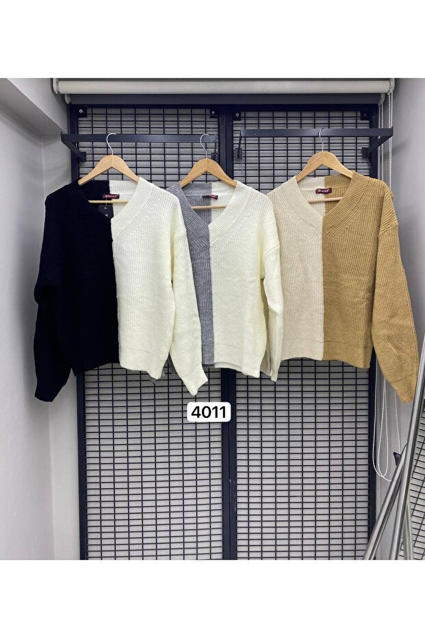 Çift renk Triko kazak - 6