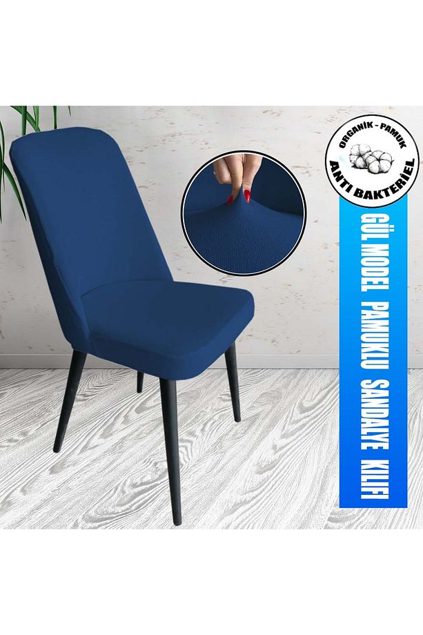 6 Adet Petek Kumaş Gül Tipi Sandalye Kılıfı & Sandalye Örtüsü Seti - 6