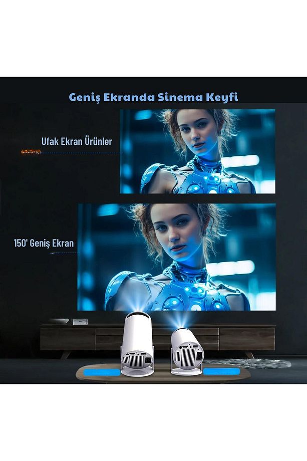 Taşınabilir Android Projeksiyon En Güncel Versiyon Wifi Destekli Akıllı Sinema Projek... - 6
