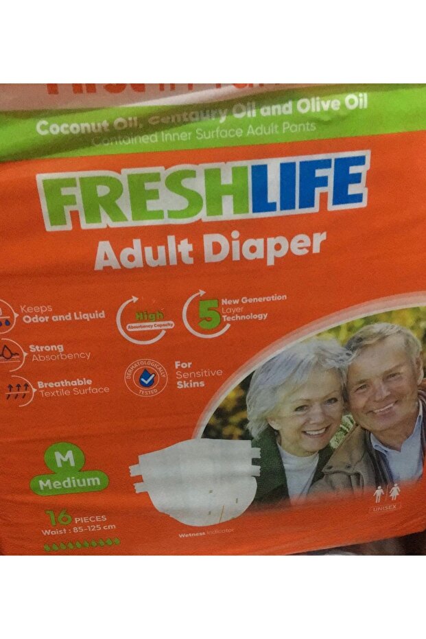 Fresh Life Waist Banded Patient Diapers m 16 Pieces