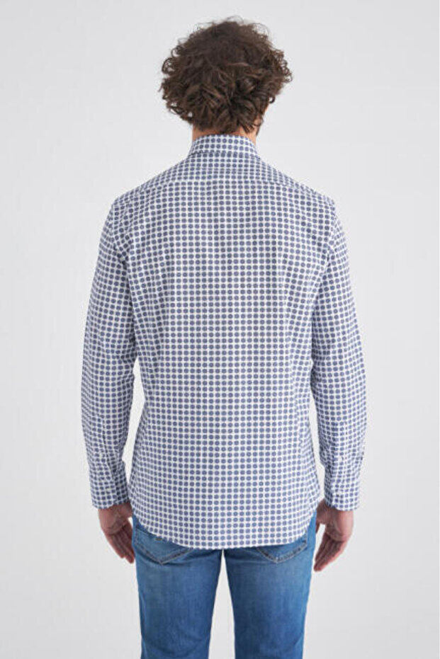 Regular Fit Uzun Kollu Lacivert Spor Erkek Gömlek - 2