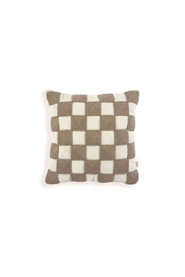 Camel Checkered Punch Kırlent - 1