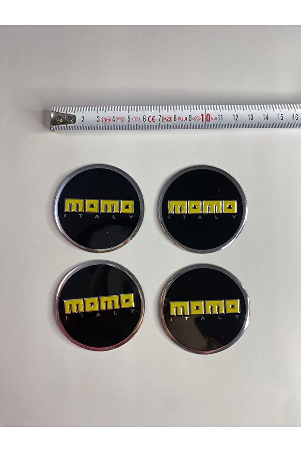 Momo Rim Logo Emblem - Black/Yellow 60mm Gluing Sticker
