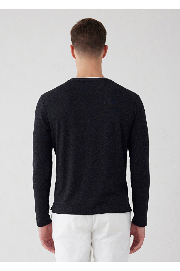 Antrasit Renk Logo Detaylı Örme Sweat - 7