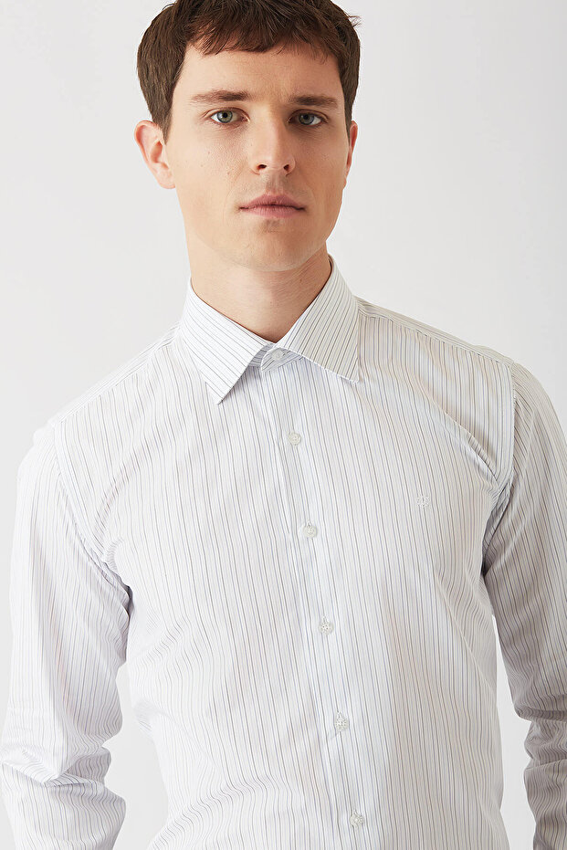 Regular Fit Uzun Kollu Mavi Klasik Erkek Gömlek - 3