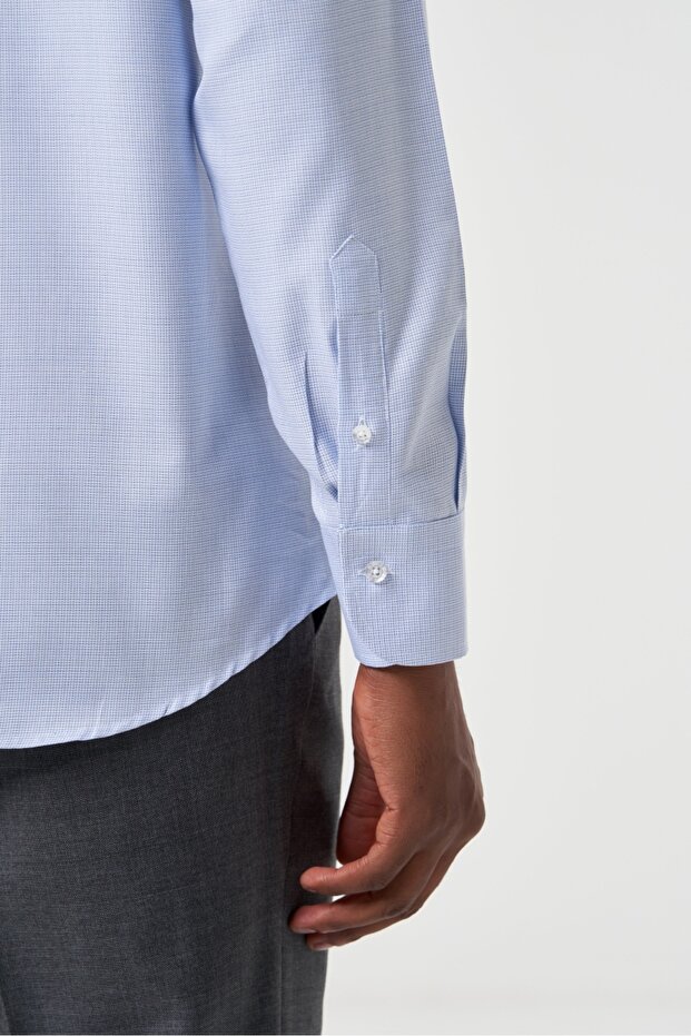 قميص رجالي كلاسيكي أزرق اللون ذو قصة عادية - 4