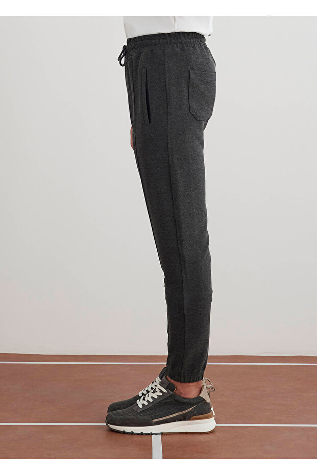 Antrasit Renk Örme Kumaşdan Jogger Pantolon - 2