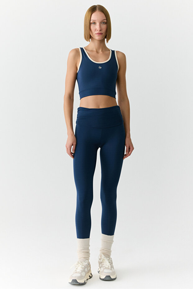 YANELİS Urban Beat Kadın Biyeli Sportswear Crop Lacivert Atlet - 2